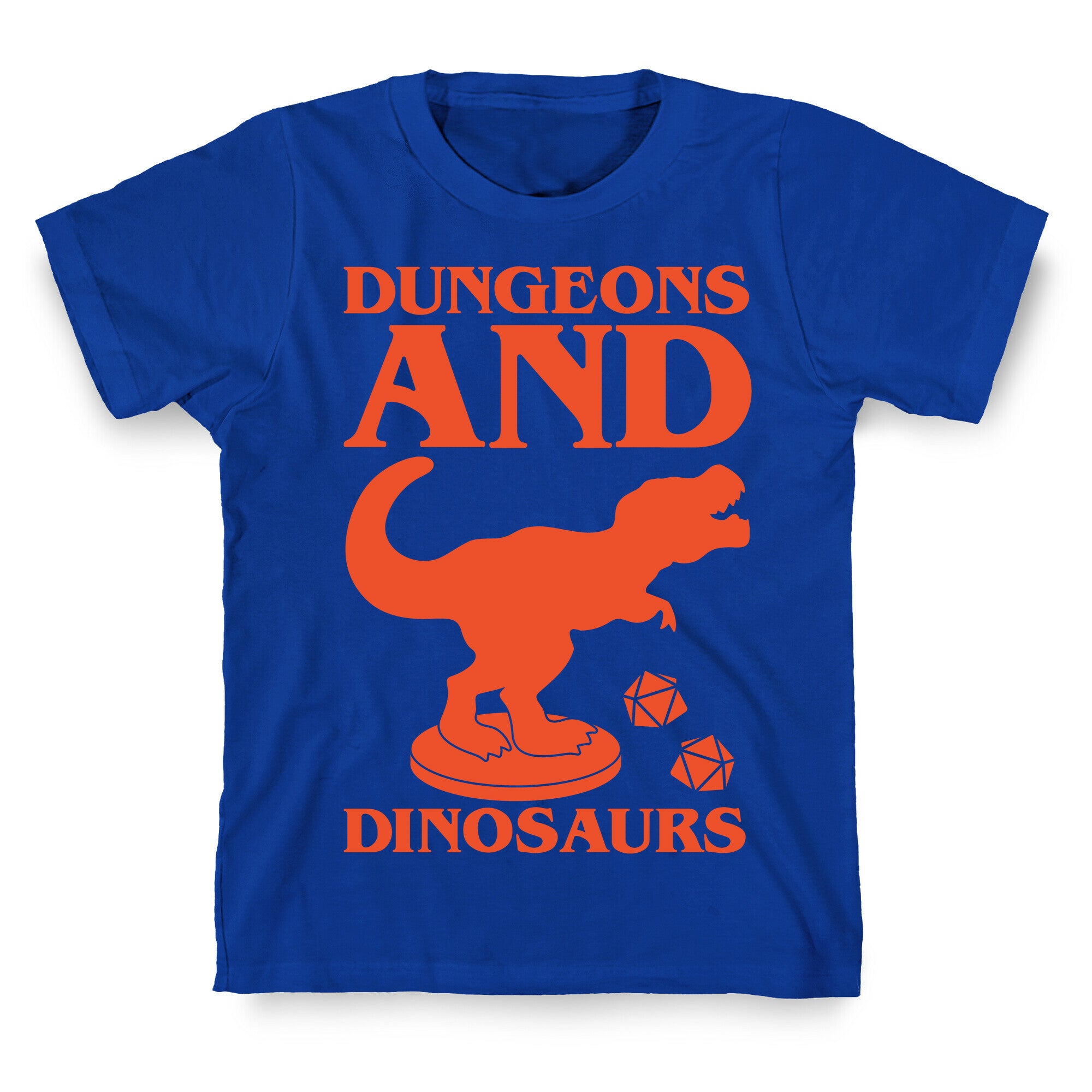 Dungeons and Dinosaurs Parody White Print T-Shirt